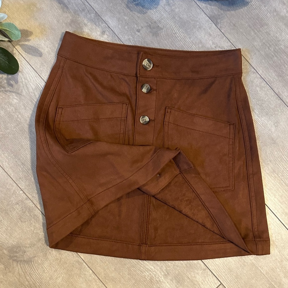 New American Eagle High Waisted Velvet Button Front Mini Skirt Aline